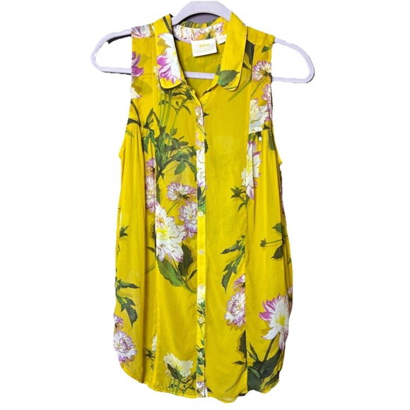 Maeve by Anthropologie Duchess Floral Sleeveless Blouse Women’s Size 10 Yellow - Picture 3 of 9